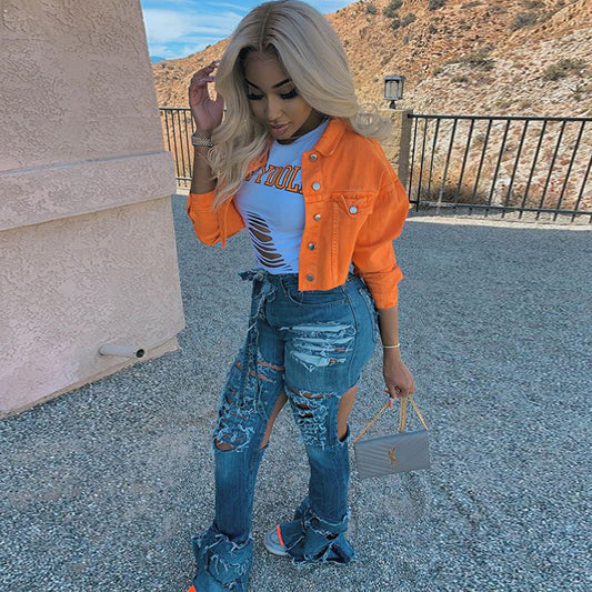 Jacket Women Streetwear Denim Jacket Women Outwear Bodycon Jeans Jackets Women Coat Casual Ladies Cropped Jackets