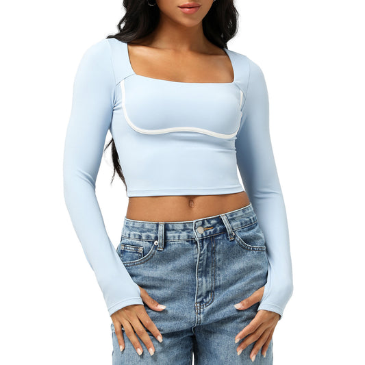 Fashion Casual Fitness Wear Top Women With Chest Pad