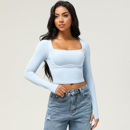 Fashion Casual Fitness Wear Top Women With Chest Pad